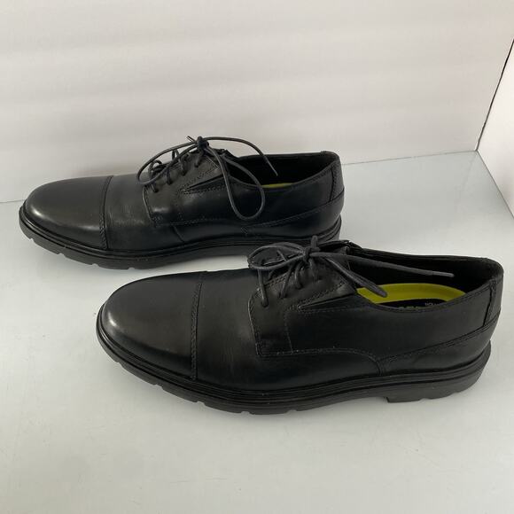 Mens Bostonian Black‎ Leather Waterproof Shoes Size 9.5 Office Work Lightweight - Picture 1 of 14